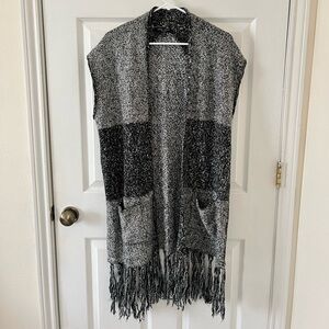 Romeo & Juliet Couture Black and Grey Knit Vest Cardigan